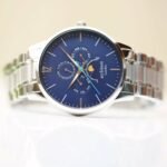 Men’s Apollo Blue Handwriting Engraving Watch front view