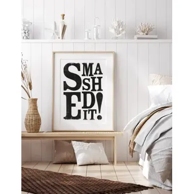 Smashed It – Tennis Wall Art Print – Motivational Sports Decor for Game Rooms