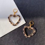 Leopard Heart Beaded Earrings